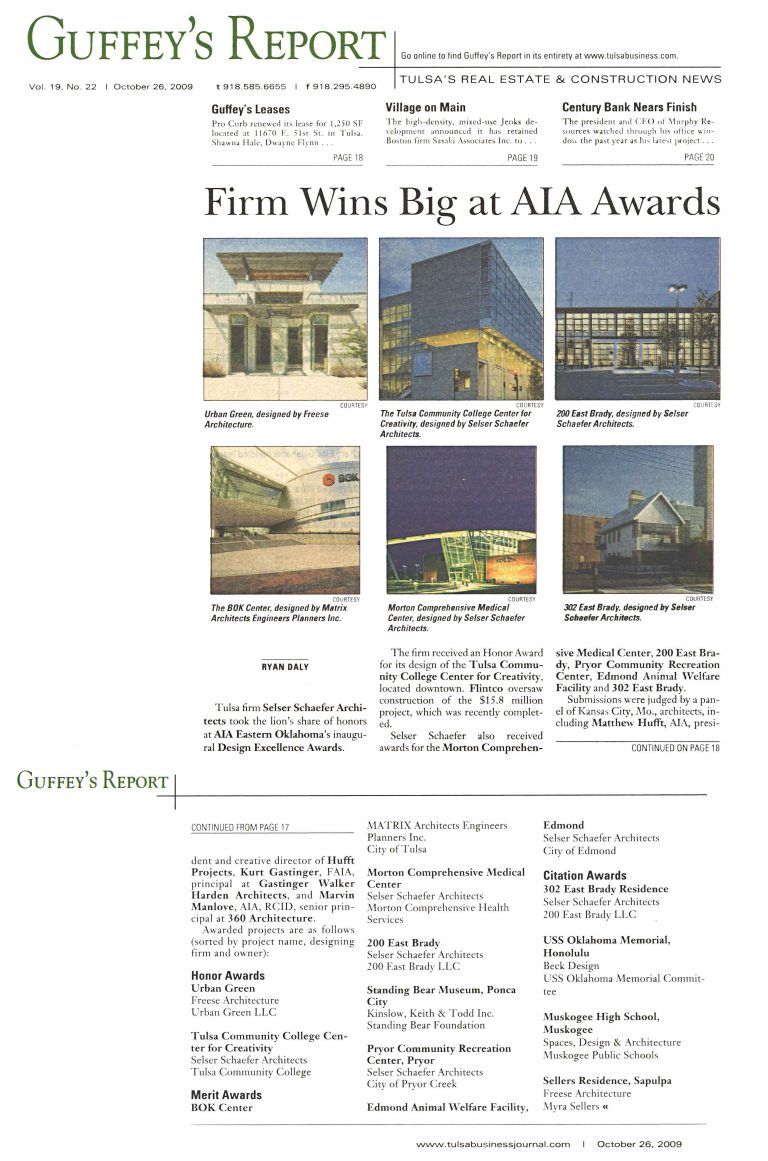 Tulsa Business/Guffey’s Report: Firm Wins Big at AIA Awards