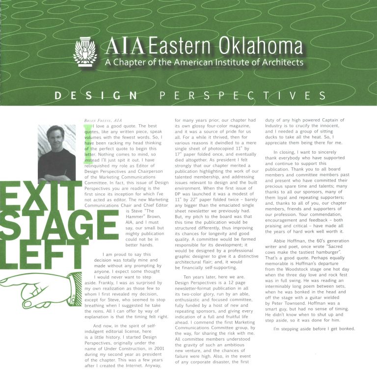 Design Perspective: Exit Stage Left